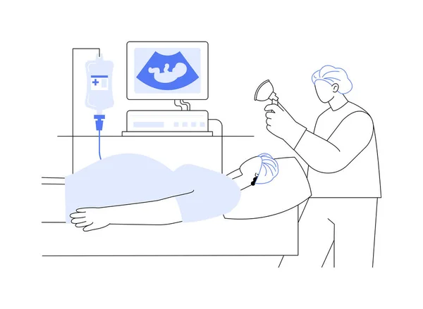Prænatal Kirurgi Abstrakt Koncept Vektor Illustration Gravid Kvinde Operationsbordet Hospitalet – Stock-vektor