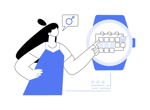 Smartwatch Γυναικεία Υγεία Παρακολούθηση Αφηρημένη Έννοια Διάνυσμα Εικονογράφηση Γυναίκα Ελέγχοντας — Διανυσματικό Αρχείο
