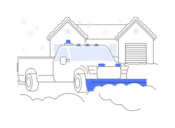除雪服务的抽象概念矢量说明 使用吹雪机 私人房屋维修服务 冬季挖掘机工程 寒冷天气 局部清洁抽象隐喻 — 图库矢量图片