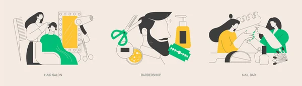 Beauty Salon Abstract Concept Vector Illustration Set Hair Salon Barbershop — Stock Vector