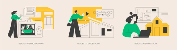 Immobilien Listing Services Abstract Concept Vector Illustration Set Immobilienfotografie Videotour — Stockvektor