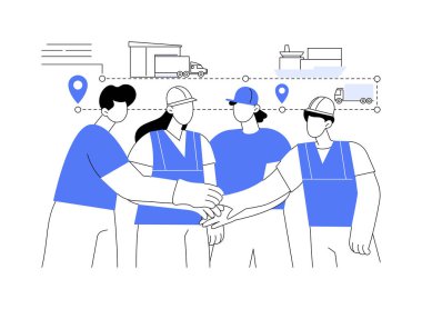 Ortak lojistik soyut konsept vektör çizimi. Çeşitli lojistik uzmanları birlikte, ihracat ve ithalat işi, işbirlikçi depolama, dış ticaret soyut metaforu.