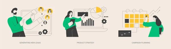Verkaufsstrategie Abstraktes Konzept Vektor Illustration Set Generieren Neuer Leads Produktstrategie — Stockvektor