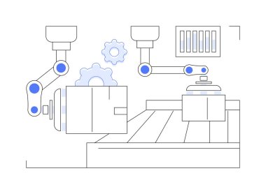 Otomatik sıralama sistemleri soyut konsept vektör çizimi. Robot silah tasnif malları, toptan satış ve depolama, dış ticaret, modern envanter teknolojileri soyut metafor.