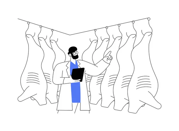 Kødkøling Opbevaring Abstrakt Koncept Vektor Illustration Arbejder Ensartet Kontrol Kød – Stock-vektor