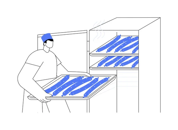 Fleisch Dehydrator Abstraktes Konzept Vektor Illustration Arbeiter Uniform Legen Teller — Stockvektor