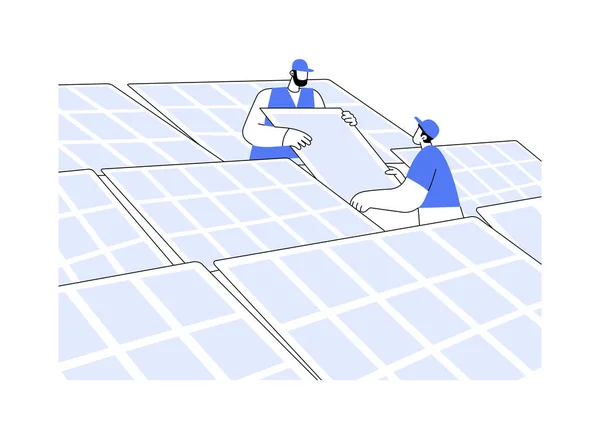 Plantas Energia Solar Conceito Abstrato Ilustração Vetorial Grupo Engenheiros Que — Vetor de Stock