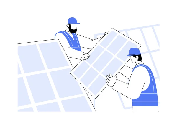 Fotovoltaica Concepto Abstracto Vector Ilustración Grupo Trabajadores Ocupa Instalación Paneles — Vector de stock