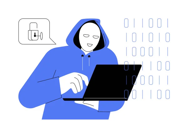 Abstraktní Vektorová Ilustrace Hacktivismu Hacktivist Vloupání Počítačového Systému Pomocí Notebooku — Stockový vektor