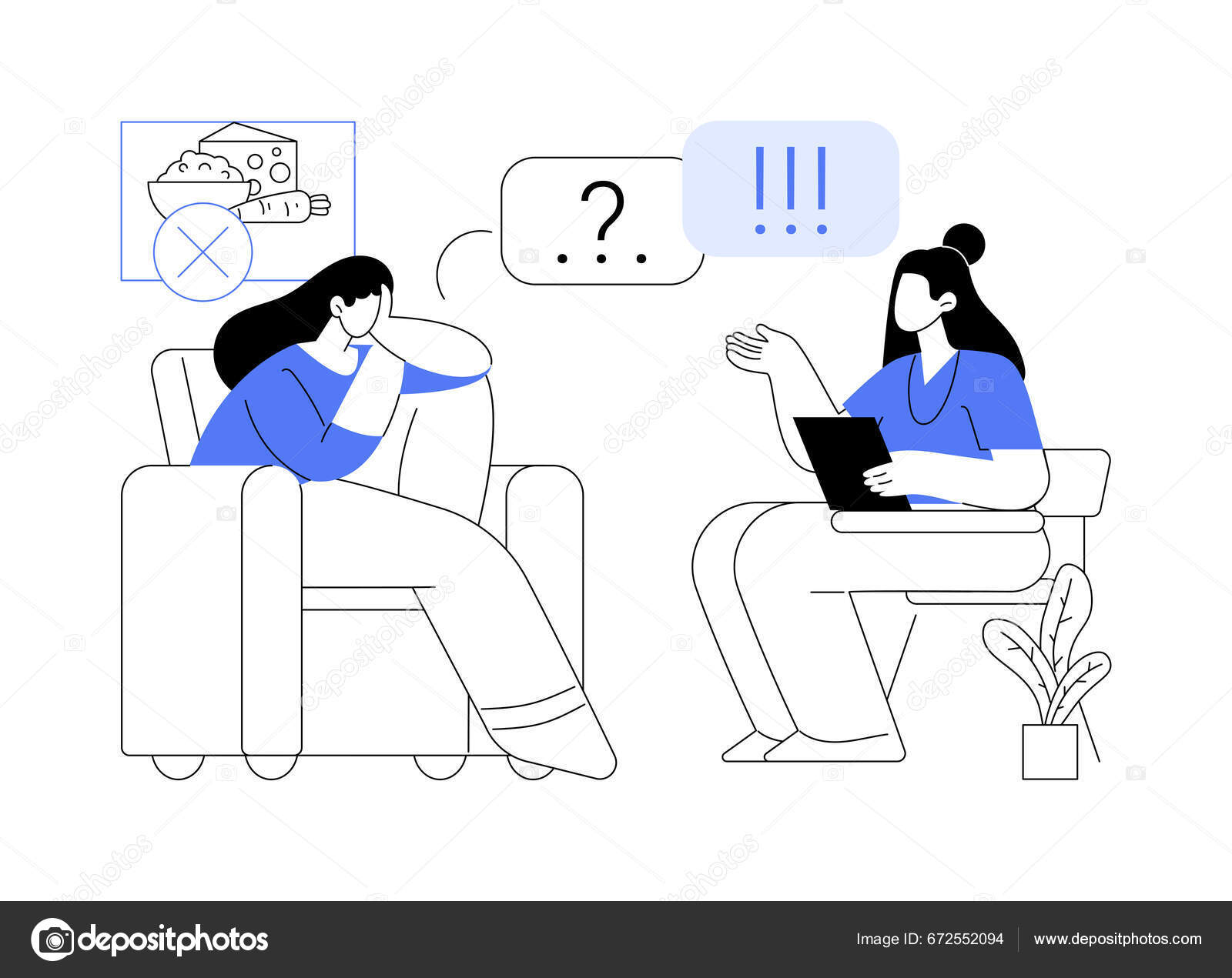 청소년 일러스트 정신과 거식증 문제와 청소년 스톡 벡터 - ©VisualGeneration 672552094, image size:1600x1271