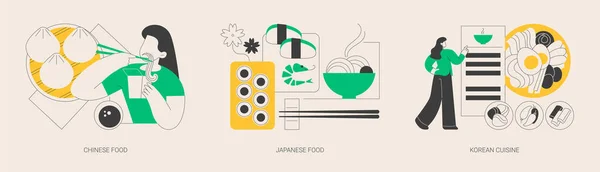 Asiatische Lebensmittel Abstraktes Konzept Vektor Illustrationsset Chinesisches Und Japanisches Essen — Stockvektor