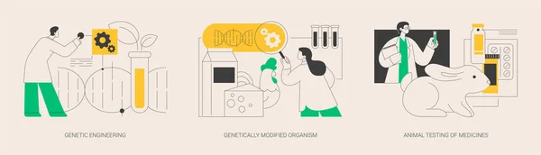 Biyoteknoloji Soyut Konsept Vektör Çizimi Seti Genetik Mühendisliği Genetiği Değiştirilmiş — Stok Vektör