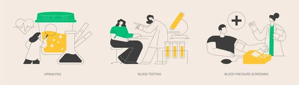 Abstraktes Konzept Vektorillustrationsset Für Klinische Untersuchungen Urinanalyse Blut Und Druckuntersuchungen — Stockvektor