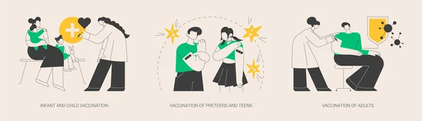 Enfermedades Infecciosas Prevención Concepto Abstracto Vector Ilustración Conjunto Vacunación Bebés — Archivo Imágenes Vectoriales