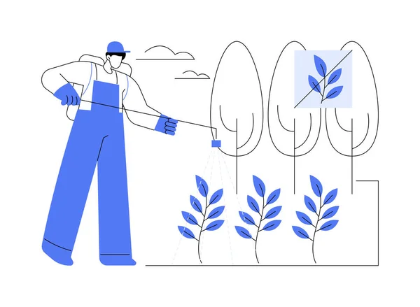 Weed Control Abstract Concept Vector Illustration Farmer Sprayer Kills Weed — Stock Vector