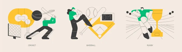 Teamsport Abstraktes Konzept Vektor Illustration Set Cricket Baseball Und Rugby — Stockvektor