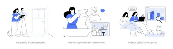 Interior Design Services Abstraktes Konzept Vektor Illustration Set Beratung Innenarchitekt — Stockvektor