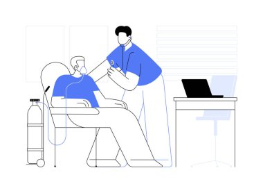 COPD soyut konsept vektör çizimi. Doktor randevusunda oksijen eksikliği, kronik obstrüktif akciğer hastalığı tedavisi, tıbbi muayene, soyut metafor..