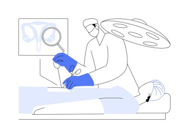 Dişi pelvis laparoskopisi soyut konsept vektör çizimi. Jinekolog hastanede kadın pelvik laparoskopisi, üreme ilacı ve kısırlık metaforu ile ilgileniyor..