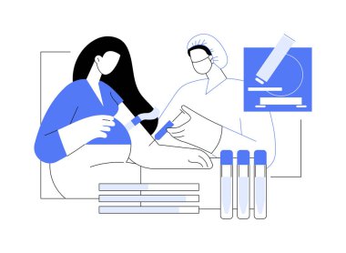 Kan hamileliği testi soyut konsept vektör çizimi. Hemşire hastanedeki hamile kadından kan testi, anemi muayenesi, HIV testi, üreme ilacı soyut metaforu alıyor..