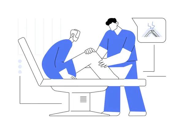 Arthritis Symptome Abstrakte Konzeptvektorillustration Arzt Überprüft Das Knie Des Patienten — Stockvektor