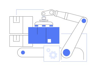 Otomatik sıralama sistemleri soyut konsept vektör çizimi. Akıllı depolama, envanter teknolojileri, soyut metafor paketleme işlemleri, otomatik robotik kol sıralama malları.