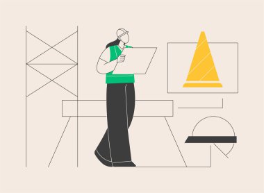 İnşaat alanı koruması soyut konsept vektör çizimi. Çoklu yüzey geçici koruma, hasar ve gecikmeleri önleme, ticari yapı ve inşaat projeleri soyut metafor.