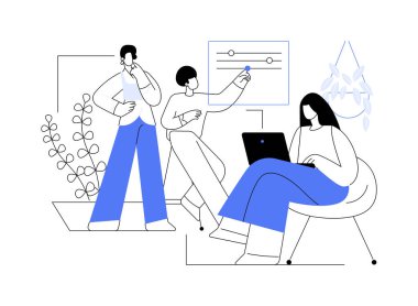 Natural office design isolated cartoon vector illustrations. Colleagues discussing business project in natural eco materials office, professional, meeting in modern workplace vector cartoon.