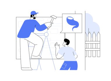 Kasırga soyut konsept vektör illüstrasyonuna hazırlanın. Aile, evlerini kasırga, ekoloji felaketi önleme, çevre sorunu, doğal felaket soyut metaforundan korur..