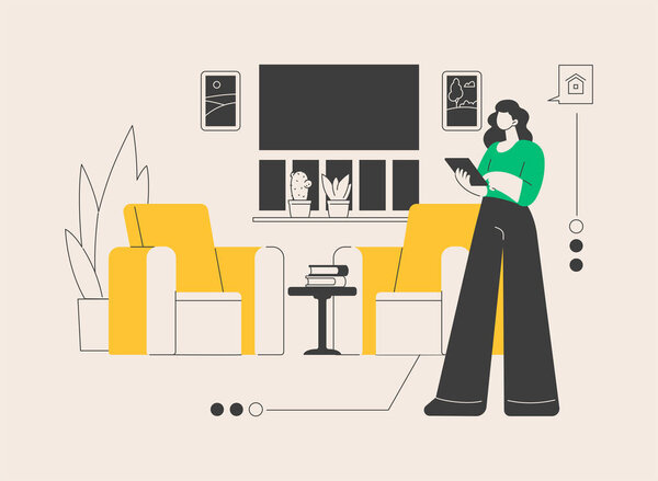 Home staging abstract concept vector illustration. Hiring home stager, staging company, preparing private residence for sale, improving a propertys appeal, real estate business abstract metaphor.