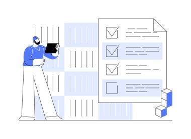 Tedarik zinciri yönetimi soyut konsept vektör çizimi. İş yerinde tedarik zinciri yöneticisi, engelleme teknolojisi, merkezi olmayan kamu defteri, nakliye konteynır kayıtları soyut metafor.