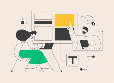 Özelleştirme soyut konsept vektör illüstrasyonunu kopyala. optimizasyon hizmeti, menü çubuğu sekmesi, şirket web sitesi, web sayfası geliştirme, UI tasarımı, SEO işi, arama motoru soyut metaforu.