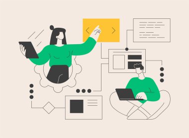 Sitemap oluşturma soyut konsept vektör çizimi. Web geliştirme, web sitesi optimizasyonu, sitemap oluşturma aracı, web sayfası yapısı, sitemaps çevrimiçi yazılım, XML öğretici soyut metafor.