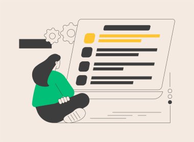 Kimlik kılavuzları soyut konsept vektör illüstrasyonu. Marka kimlik standardı, tasarım kılavuzu geliştirme, kurumsal kimlik kılavuzu, markalaşma hizmeti, şirket web sitesi menüsü, UI soyut metafor.