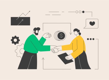 B2B pazarlama soyut konsept vektör çizimi. İş dünyası, dijital kampanya, şirket web sitesi, strateji geliştirme, B2B lider nesil, pazarlama, UI menü çubuğu soyut metafor.