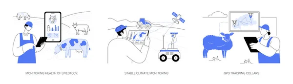 Smart Farming Technologies Abstract Concept Vector Illustration Set Monitoring Health — Stock Vector