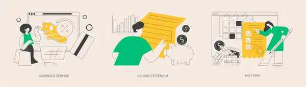 Financial Balance Documents Abstract Concept Vector Illustration Set Cashback Service — Stock Vector