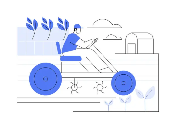 Mechanical Cultivation Isolated Cartoon Vector Illustrations Farmer Tractor Drives Field — Stock Vector