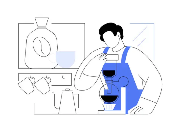 Siphon Coffee Maker Isolated Cartoon Vector Illustrations Barista Makes Hot — Stock Vector