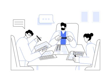 Panel araştırması soyut konsept vektör çizimi. Vatandaş panel anketi, sosyal bilim ve hareket, odak grubu, kamuoyu yoklaması sektörü, psikolojik araştırma soyut metaforu alıyor.