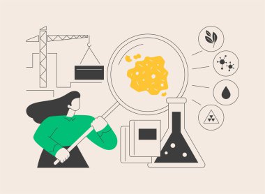 Toprak analizi soyut konsept vektör çizimi. Tarım analizi, toprak testi, laboratuvar hizmeti, organik bileşim, inşaat değerlendirmesi, kirlilik testi soyut metaforu.