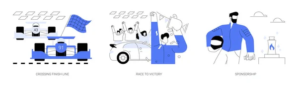 Auto Racing Astratto Concetto Vettore Illustrazione Set Attraversare Traguardo Corsa — Vettoriale Stock