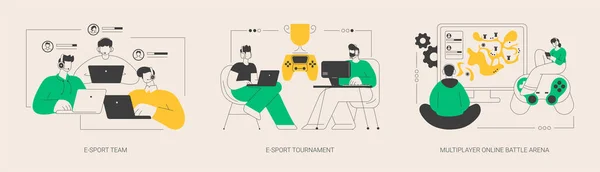 Gaming Platform Abstract Concept Vector Illustration Set Sport Team Tournament — Stock Vector