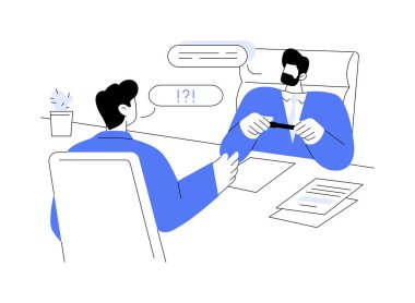 Vatandaş şikayetlerine soyut konsept vektör illüstrasyonuna yanıt verin. Yerel idare temsilcisi vatandaş, siyasetçi işgali, belediye meclisi, elçilik sektörü soyut metaforu ile konuşuyor.