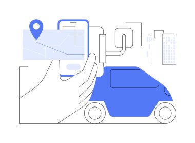 Car mount isolated cartoon vector illustrations. Man puts his phone on universal car mount for navigation, mobile modern technology, gadgets addiction, accessories holder vector cartoon.