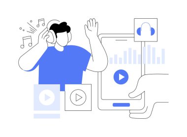 Headphones isolated cartoon vector illustrations. Man in headphones listening to music, great sound, mobile technology, gadgets innovation, relaxation with accessories vector cartoon.