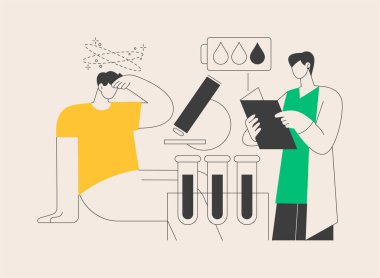 Anemi taraması soyut konsept vektör çizimi. Genetik bozukluk teşhisi, anemi muayenesi, demir eksikliği, orak hücre taraması, hemoliz, laboratuvar testi, soyut metafor tanısı koy..