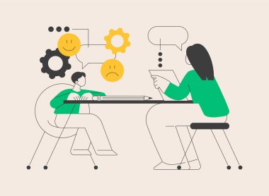 Sosyal-duygusal gelişim soyut konsept vektör çizimi. Okul öncesi eğitim, erken çocuklukta sosyal beceri gelişimi, duygusal yönetim, çocukların eğitim faaliyetleri soyut metafor.