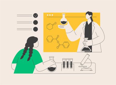 BTMM aktiviteleri soyut konsept vektör çizimi. Karantina sırasında STEM, eğlenceli ev öğrenme aktivitesi, kendini izole etme bilim eğlencesi, soyut çocuklar için mühendislik zorluğu.