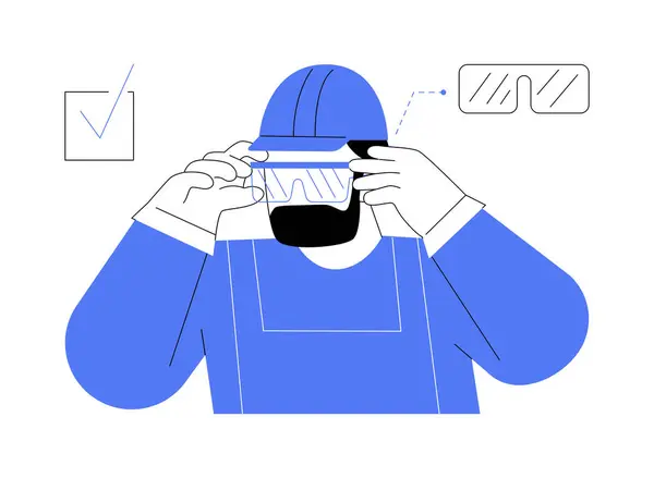 眼睛和面部保护抽象概念矢量说明 建筑工地工人戴护目镜 戴防护镜 个人安全设备 承包商抽象比喻 — 图库矢量图片
